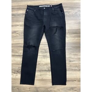 N.Y.C Grindhouse Denim Mens Straight Fit‎ Jeans Size 40 Black Ripped